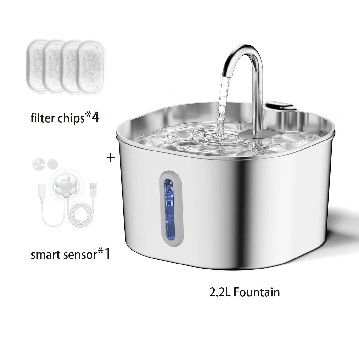 2.2L Automatic Stainless Steel Pet Water Fountain